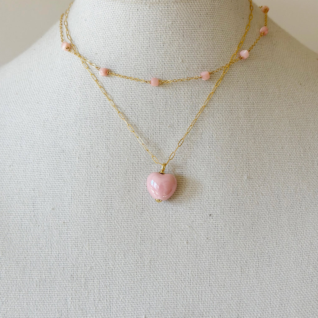 Maddie Pink Opal Bead Necklace