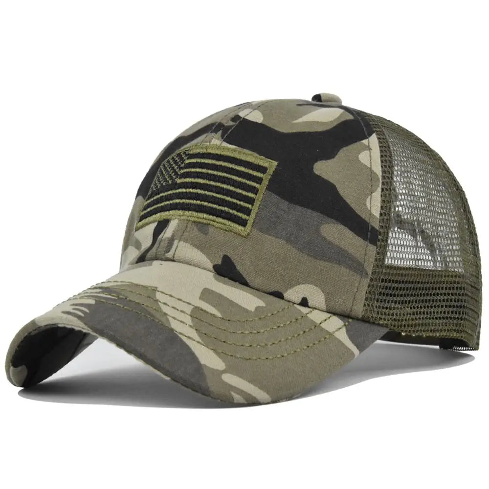 Camo USA Flag Trucker Hat