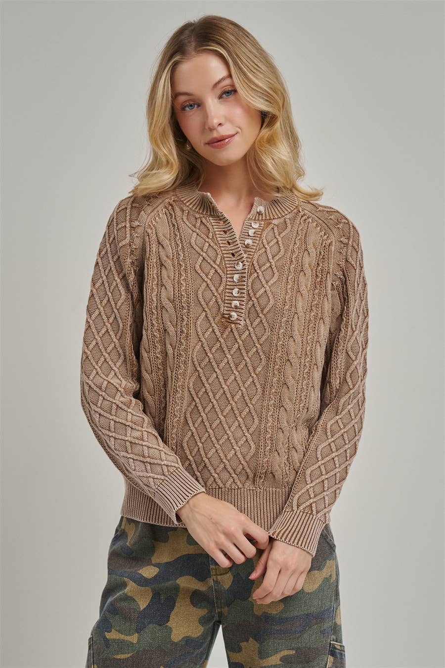 Mineral Washed Cable Knit