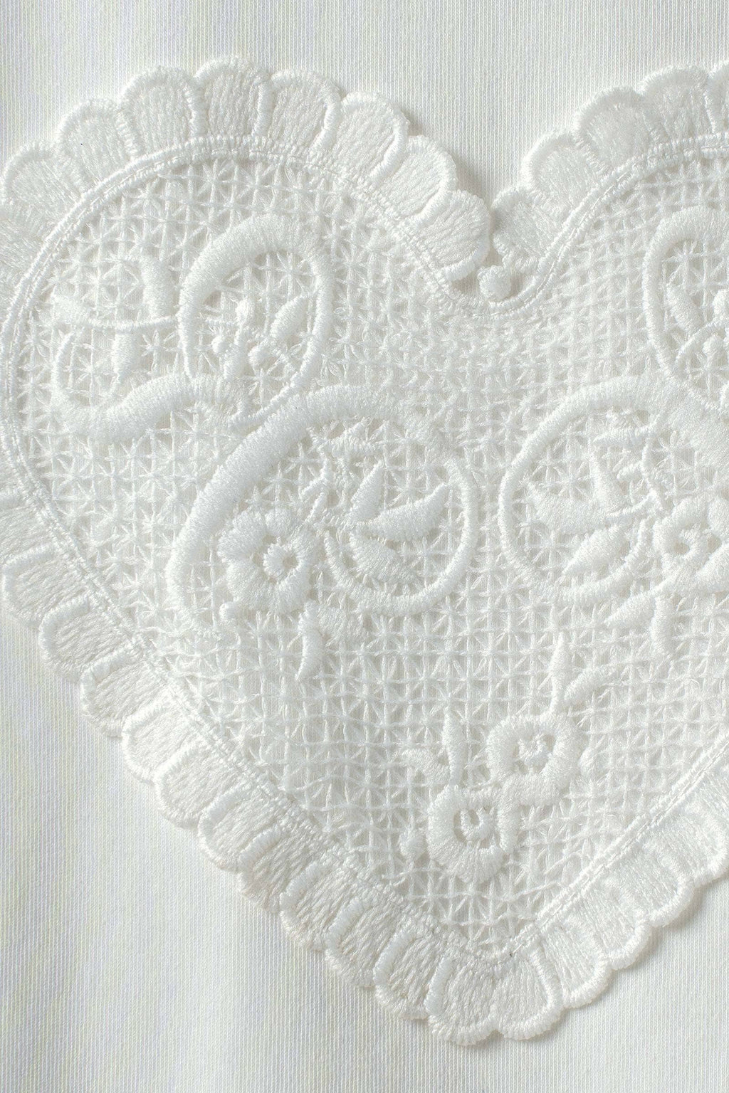 Lace Heart Patch Short Sleeve Cotton Tee