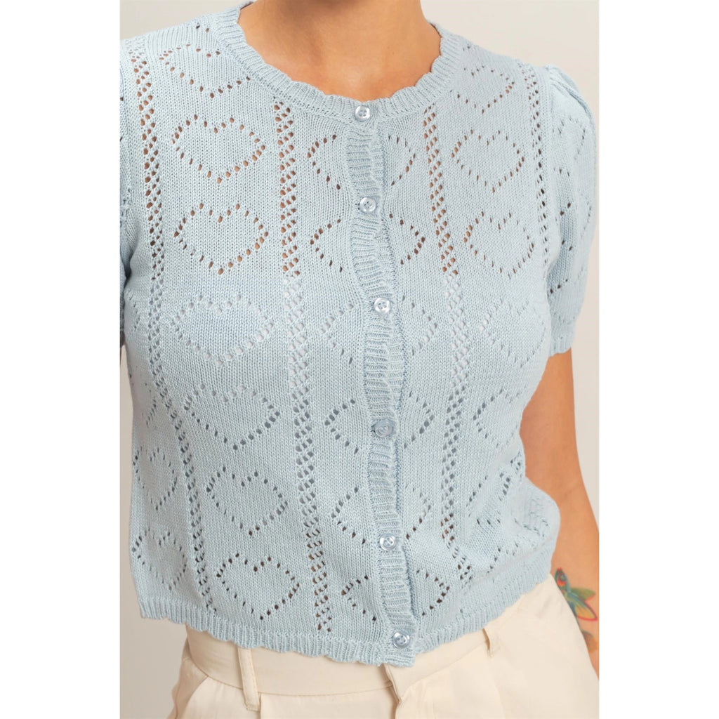 Ice Blue Pointelle Cardigan