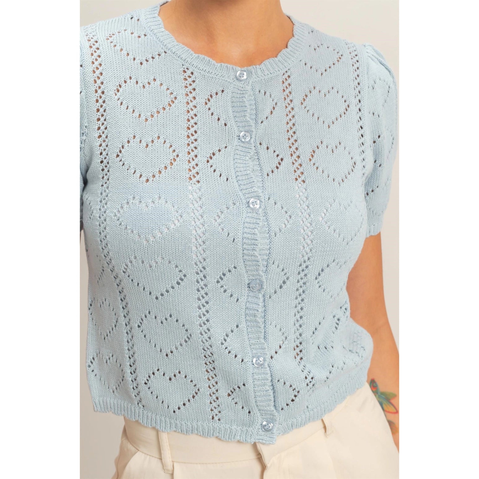 Ice Blue Pointelle Cardigan