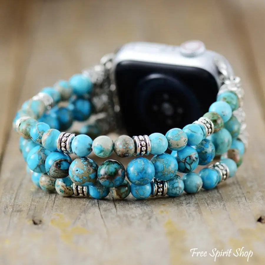 Turquoise Jasper Bead Stretchable Apple Watch Band