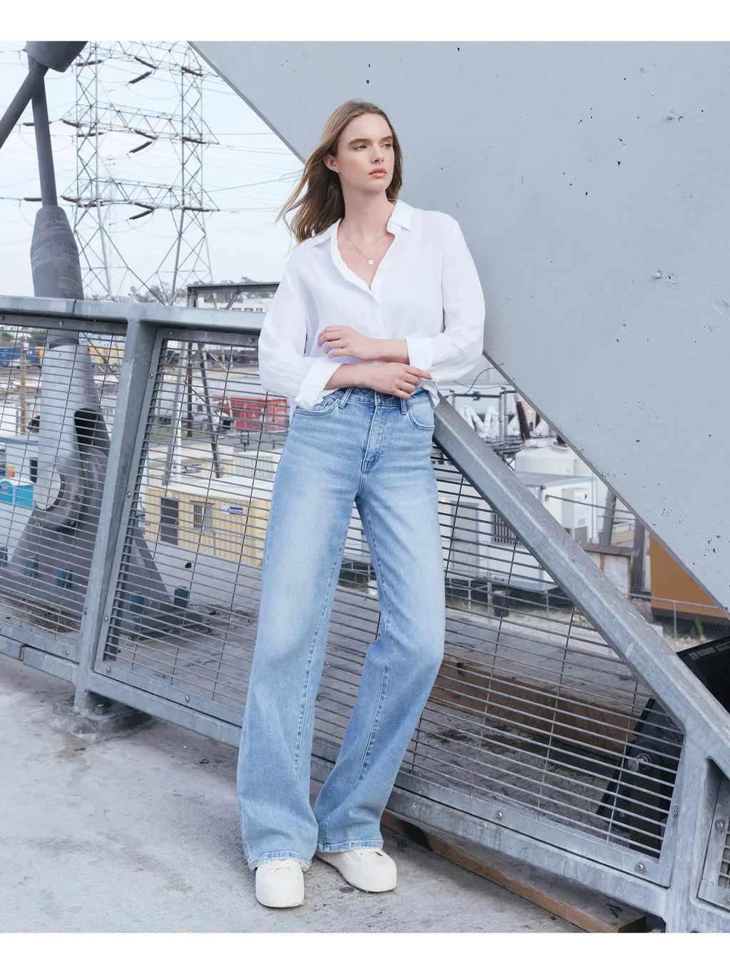 High Rise Full Length Wide Jeans