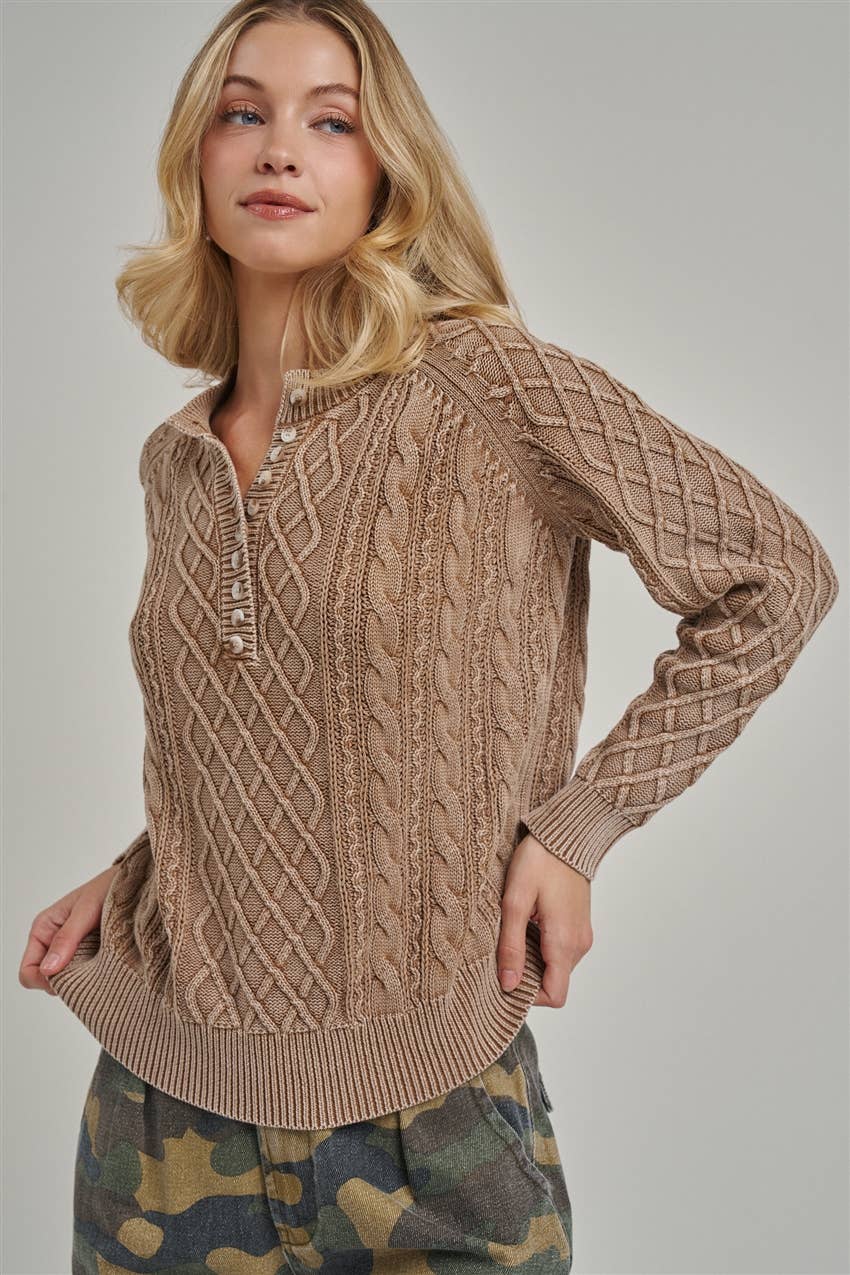 Mineral Washed Cable Knit