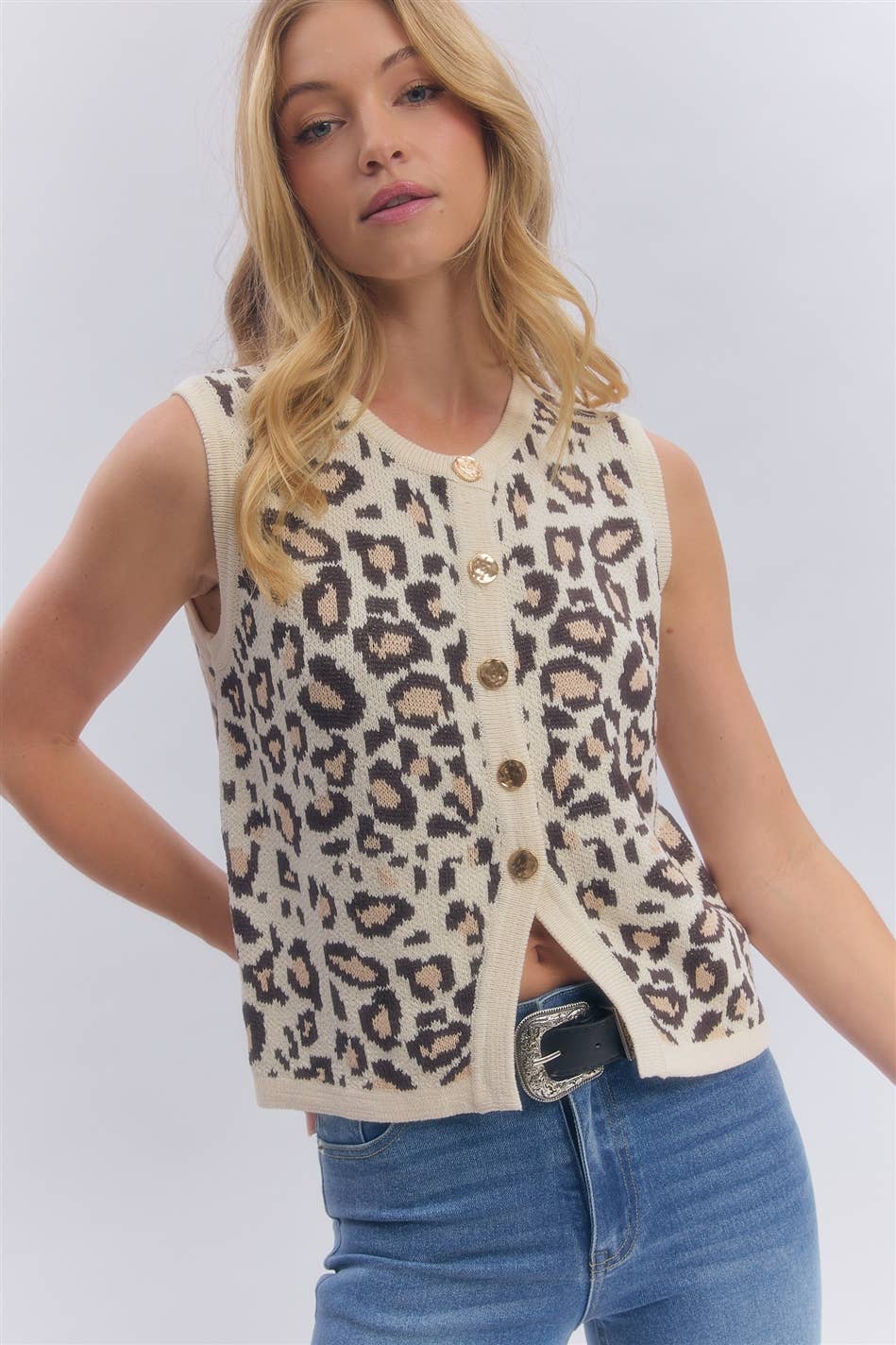Leopard Print Knit Vest