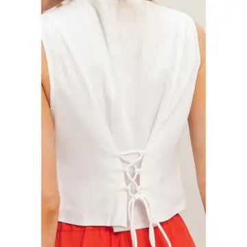 White Sleeveless Button Vest