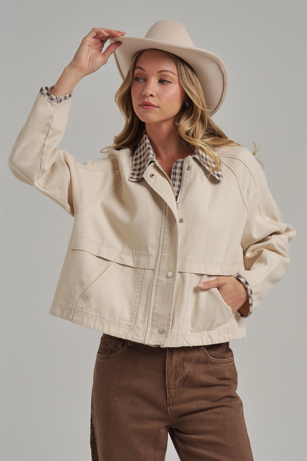 Oxford Twill Gingham Jacket