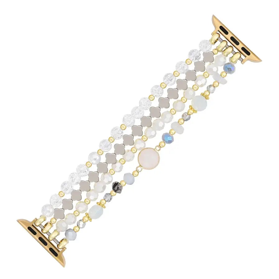 White Crystal Glow Beaded Apple Watch Band