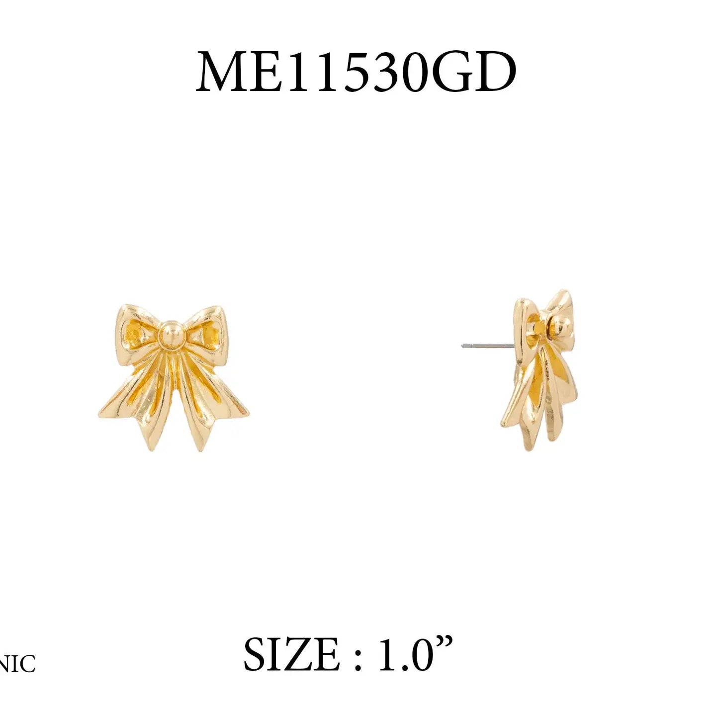 Gold Bow Stud Earring