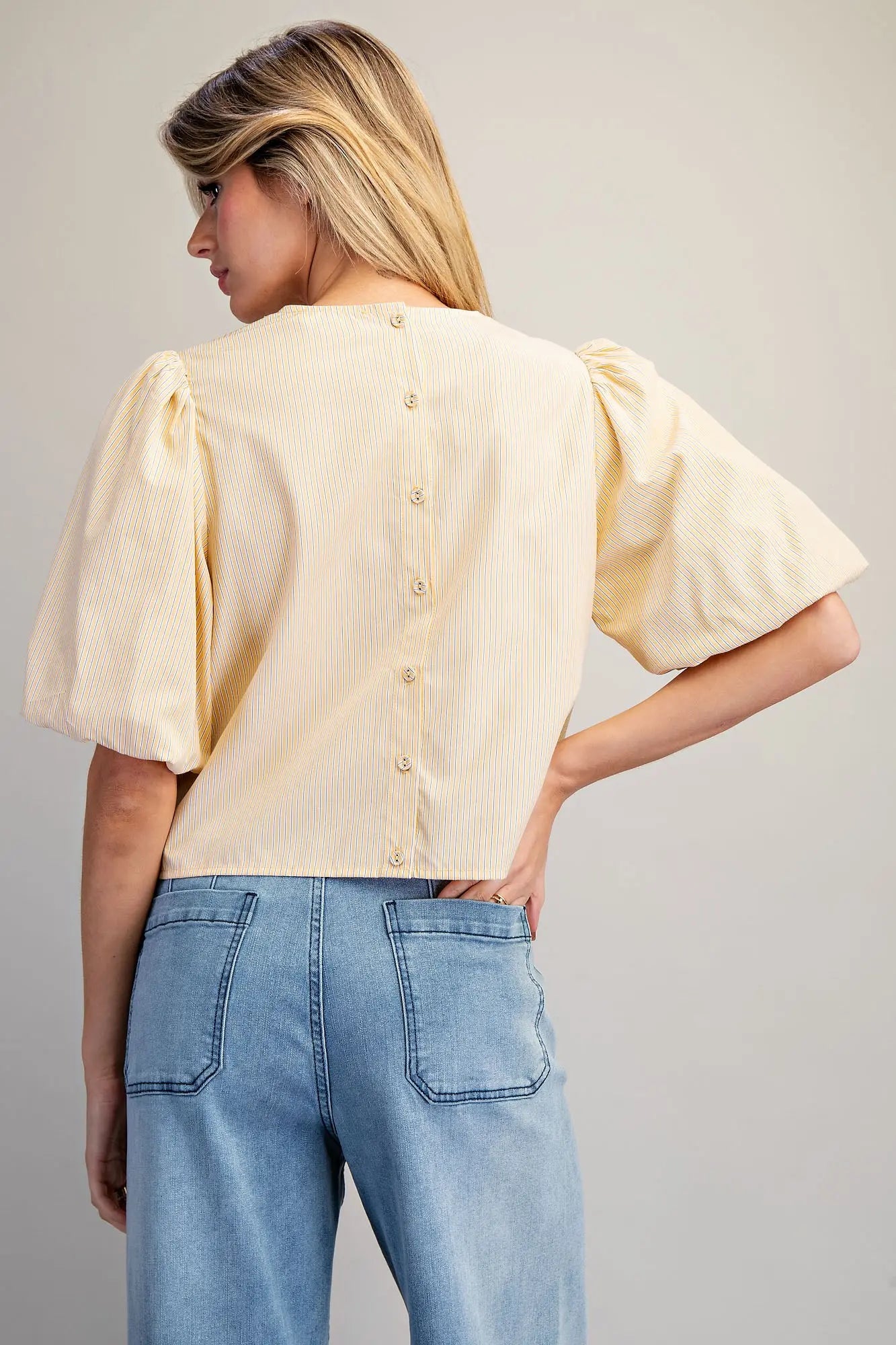 Honey Butter Striped Tie Blouse