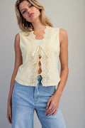 Butter Yellow Ribbon Tie Vest