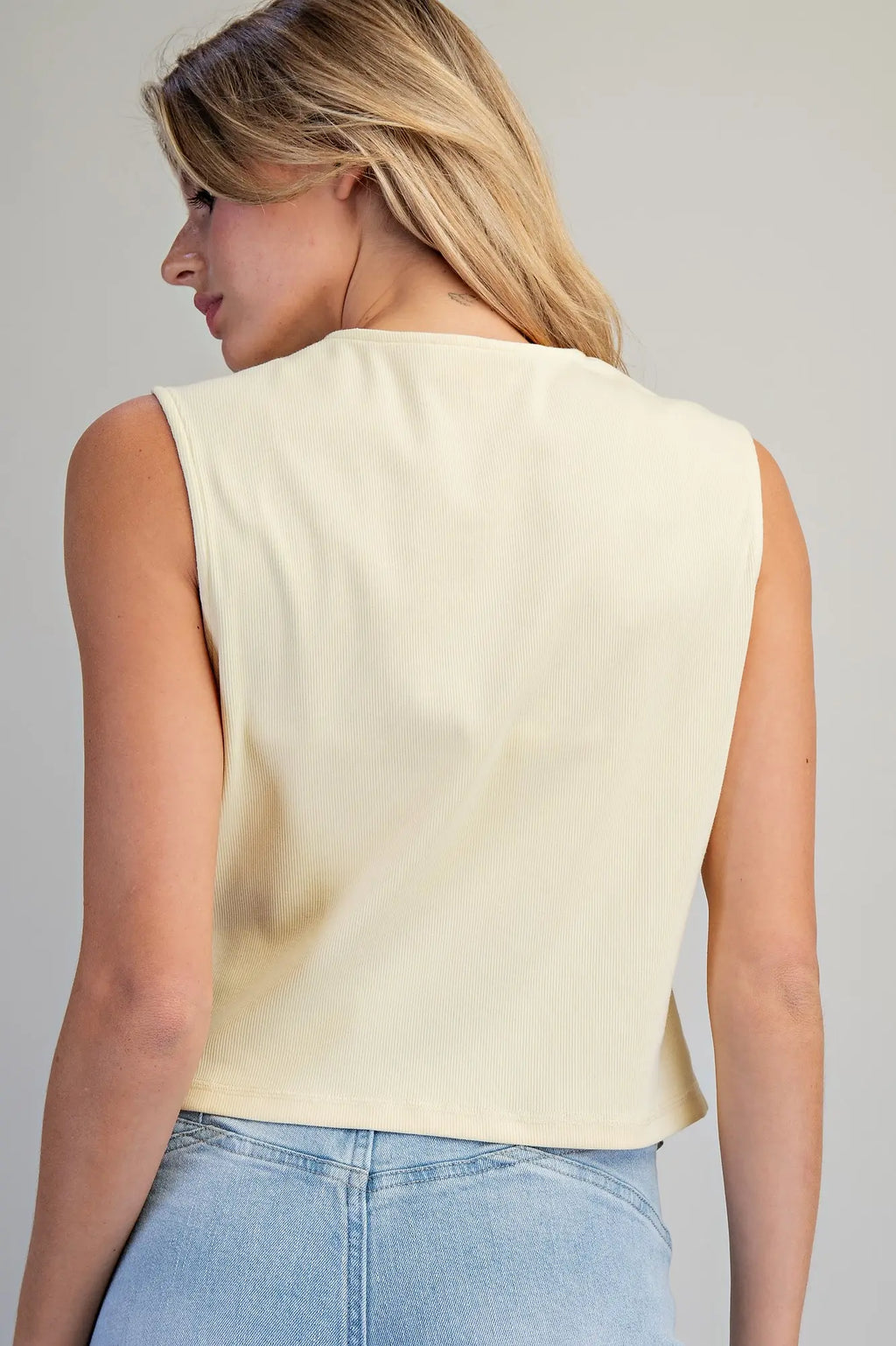 Butter Yellow Ribbon Tie Vest