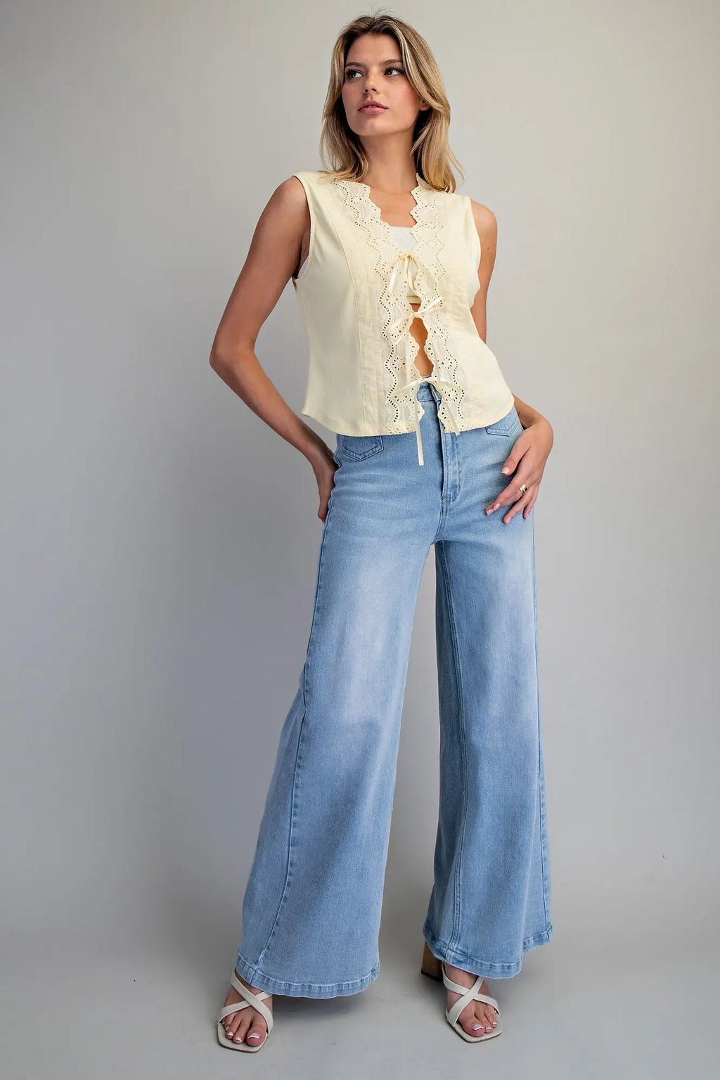 Butter Yellow Ribbon Tie Vest