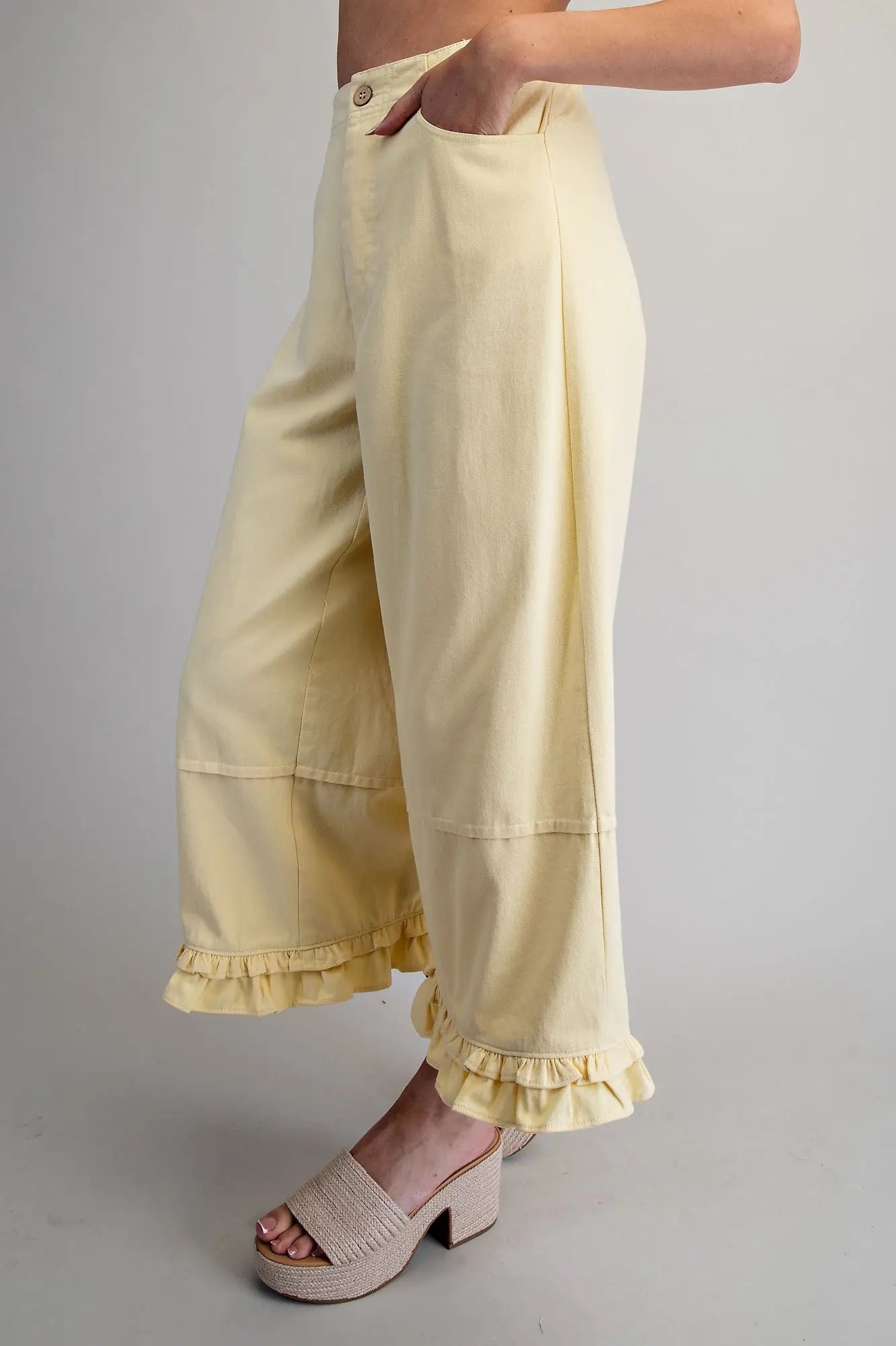 Butter Yellow Ruffled Hem Pant
