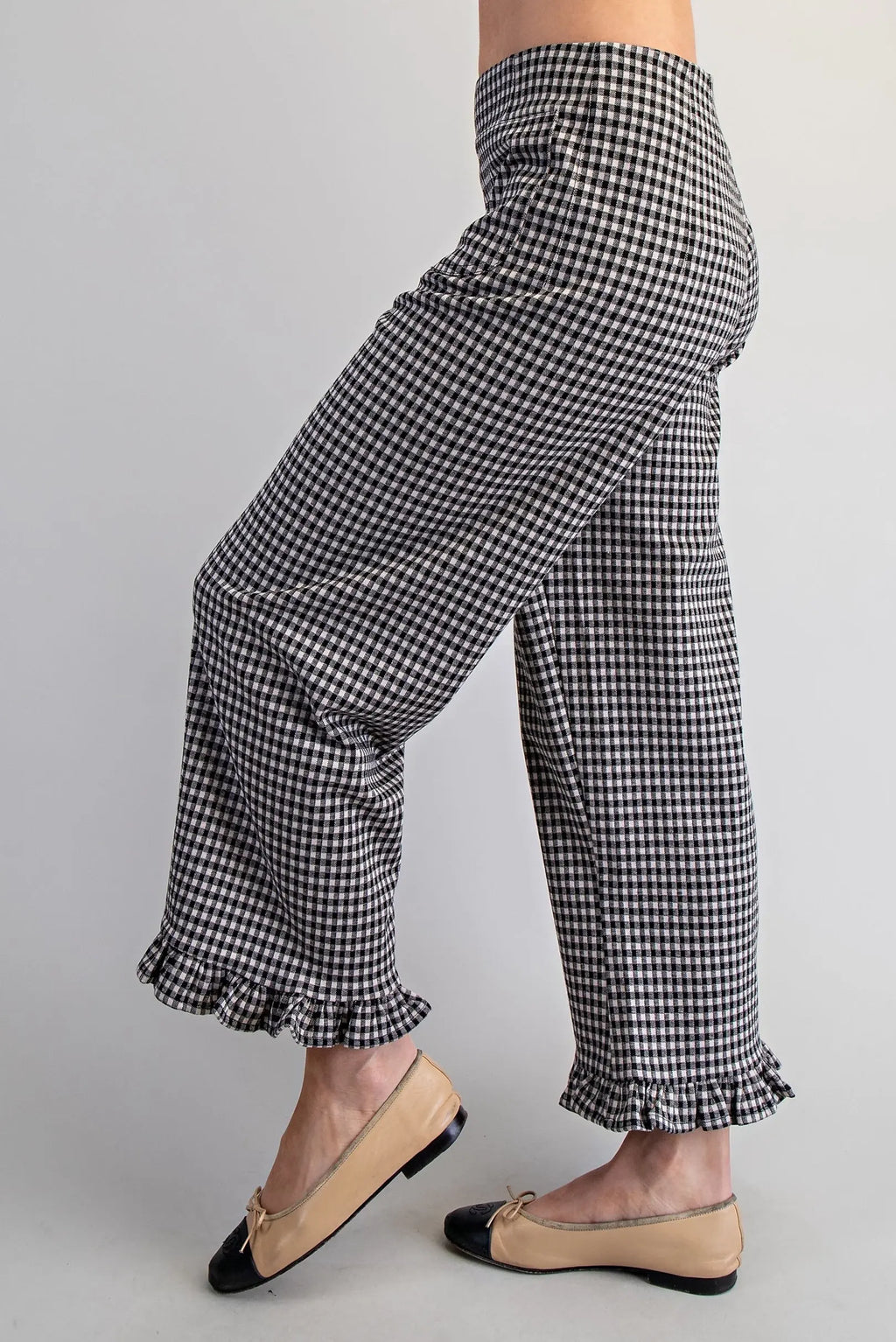 Gingham Ruffle Hem Pant