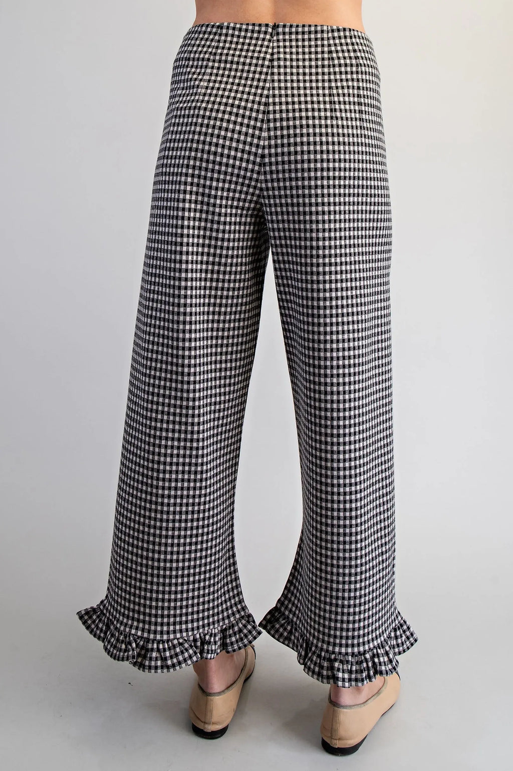 Gingham Ruffle Hem Pant