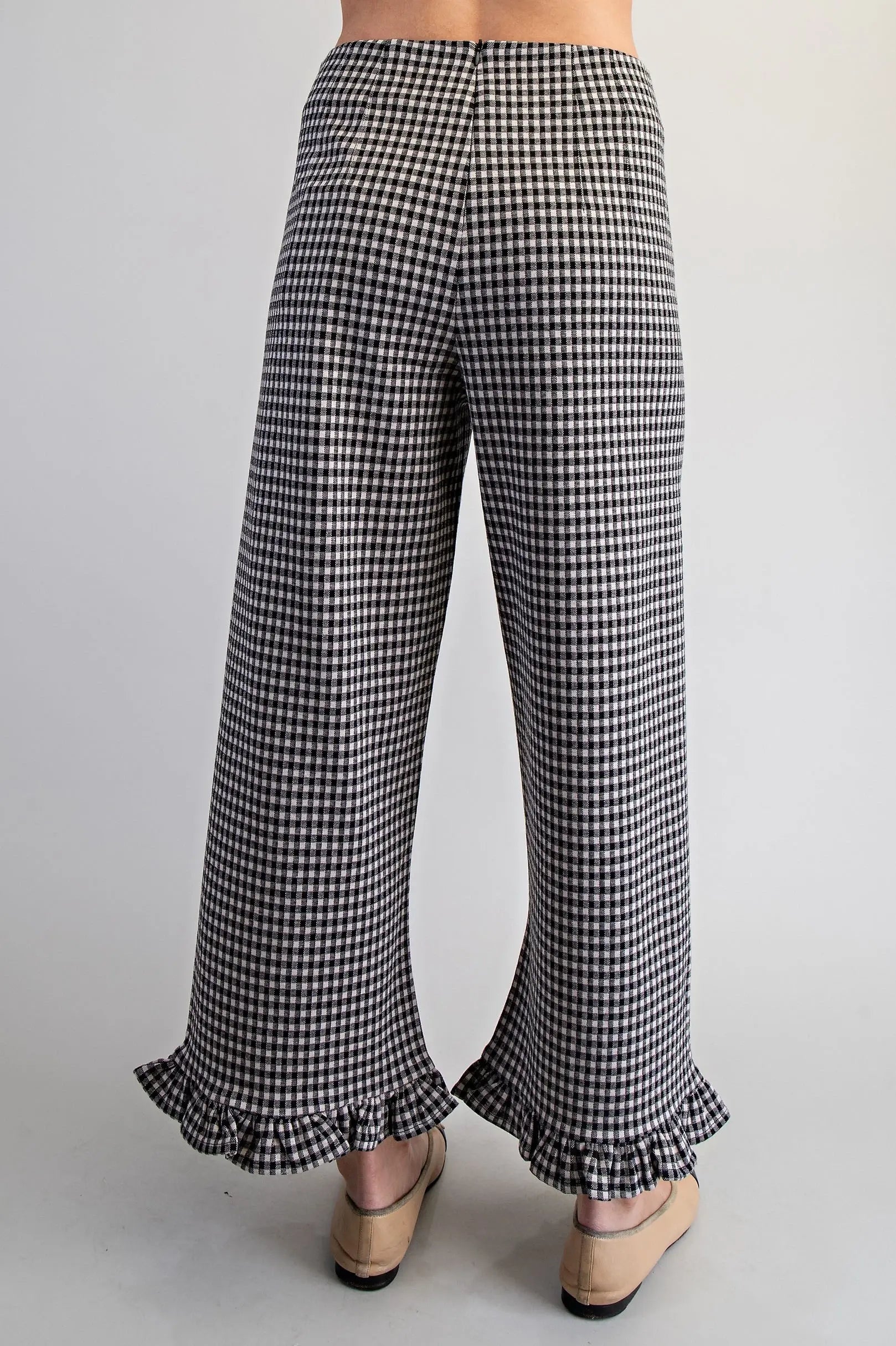 Gingham Ruffle Hem Pant