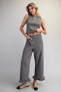 Gingham Ruffle Hem Pant