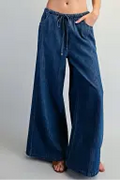 Wide-Leg Denim Drawstring
