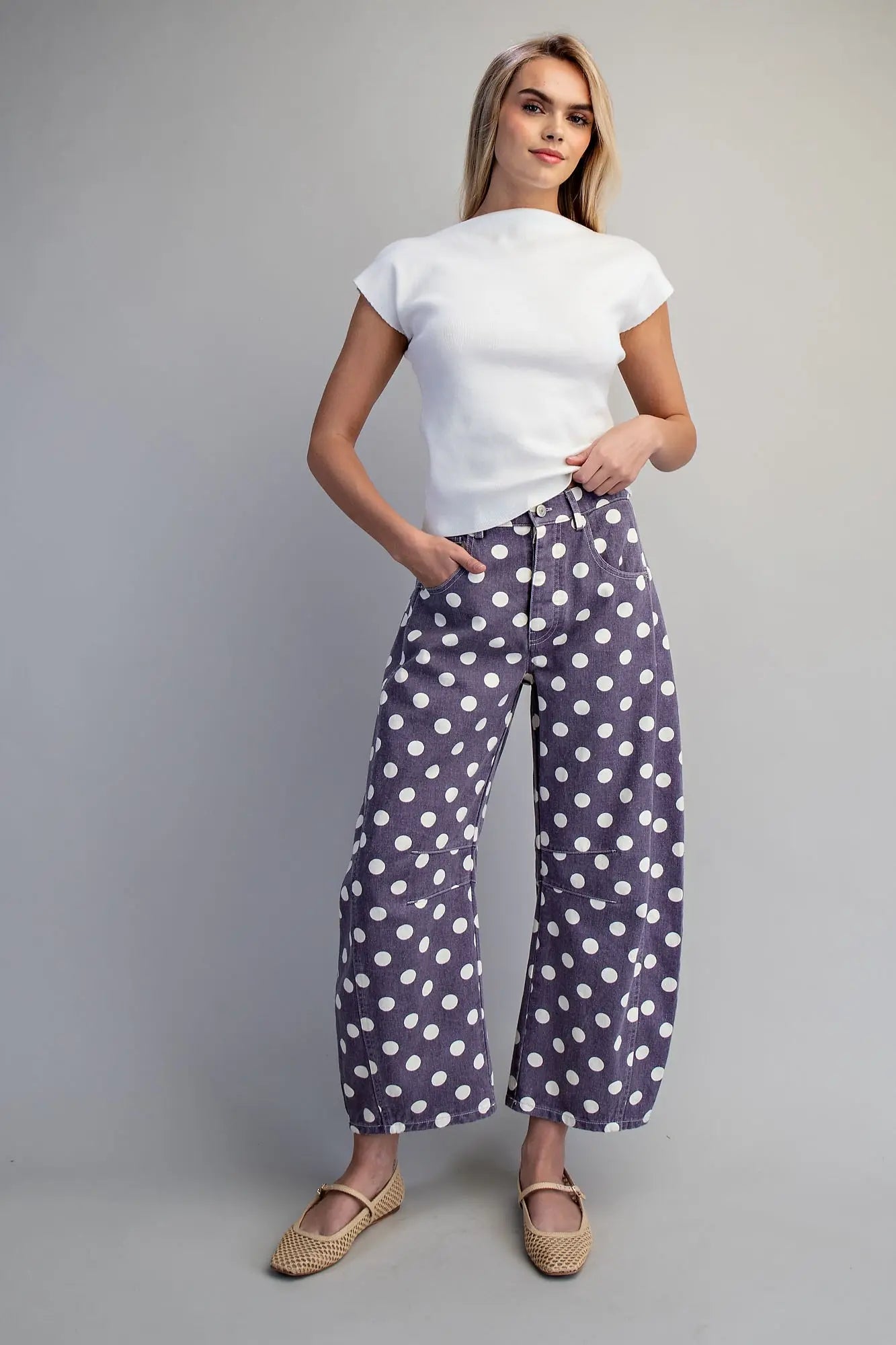Polka Dot Barrel Pants
