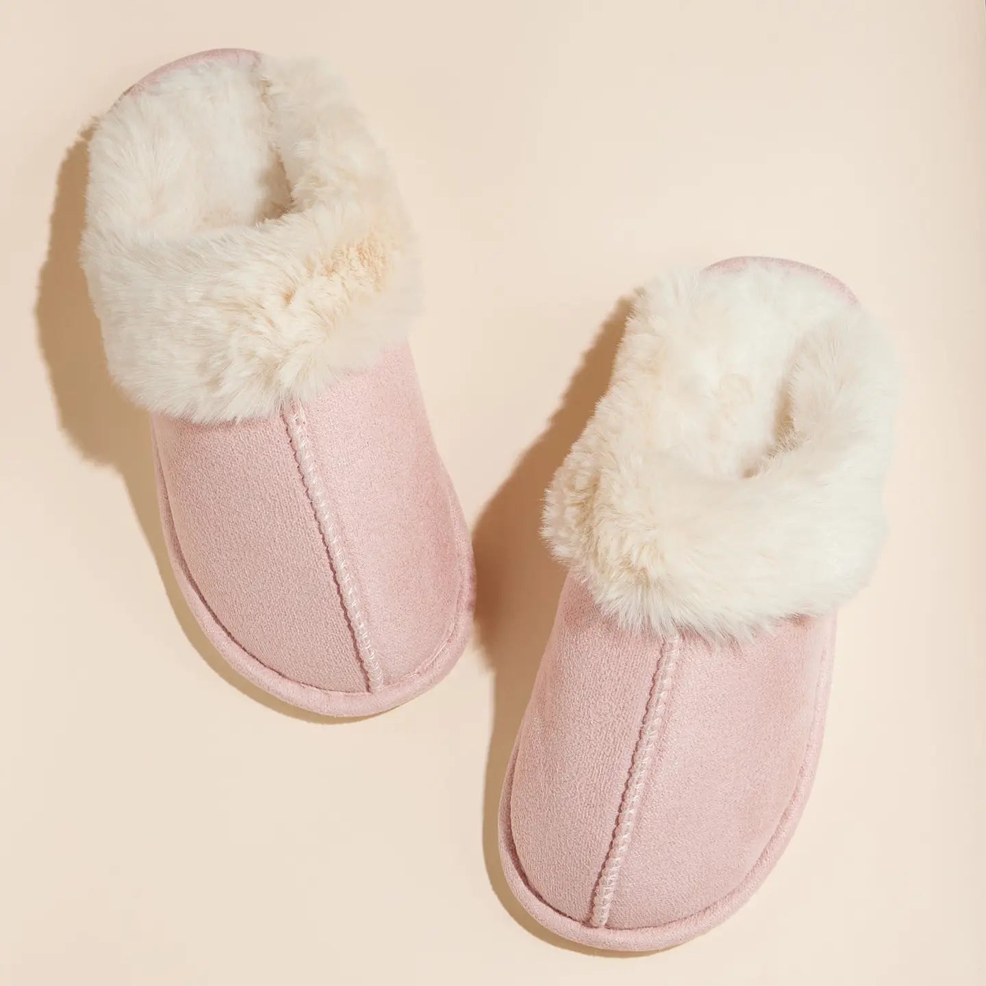 Cozy Faux Fur Lined Slippers pink