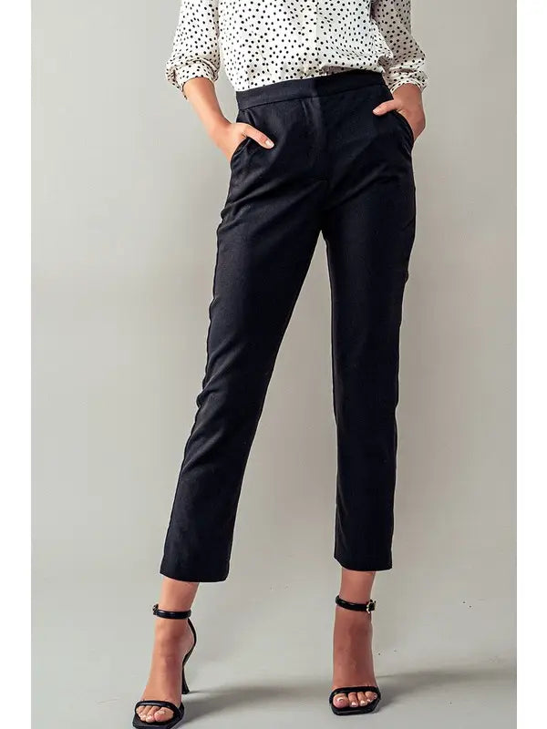 Cropped Straight Leg Side Pocket Trousers