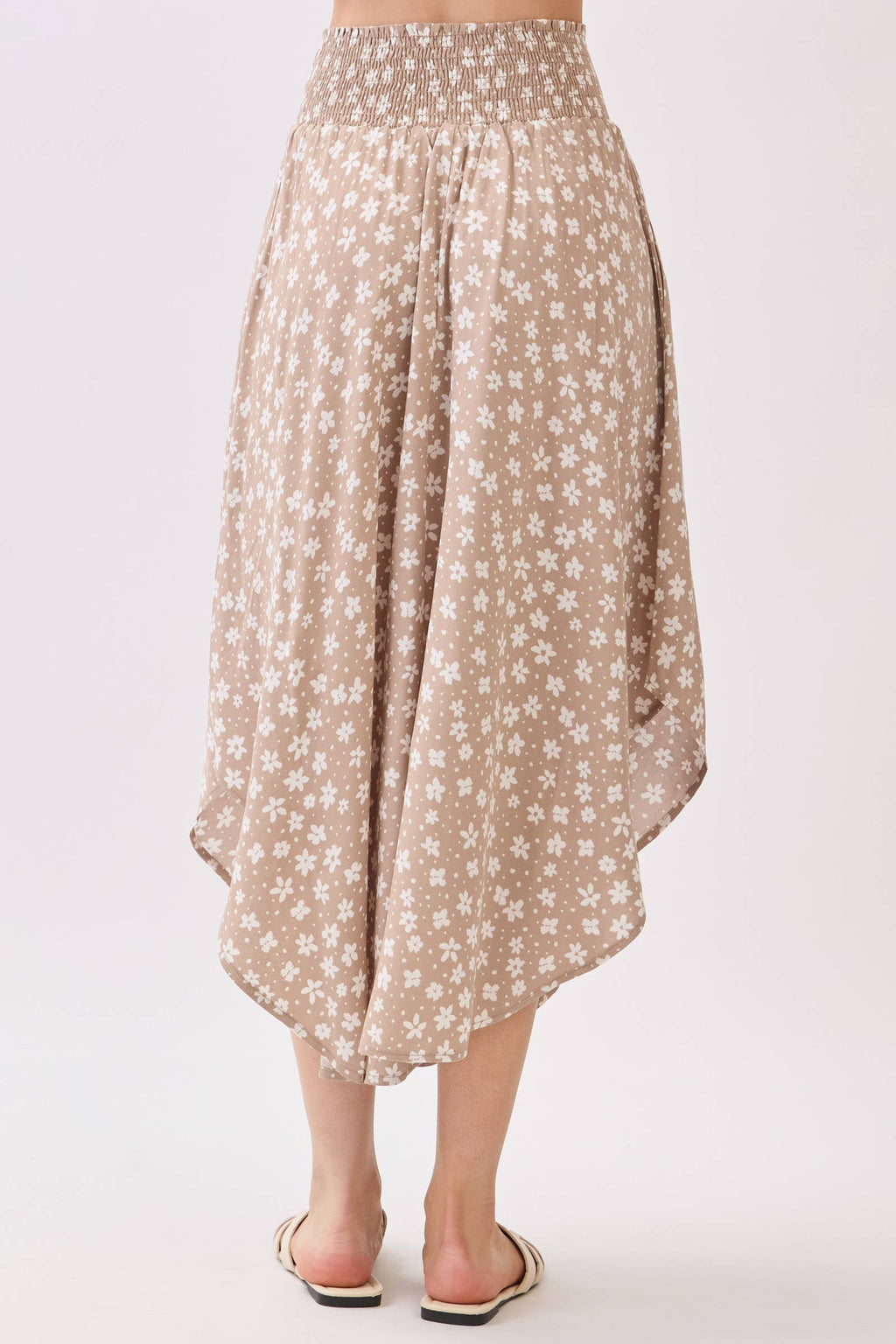 Floral Midi Skirt-Taupe