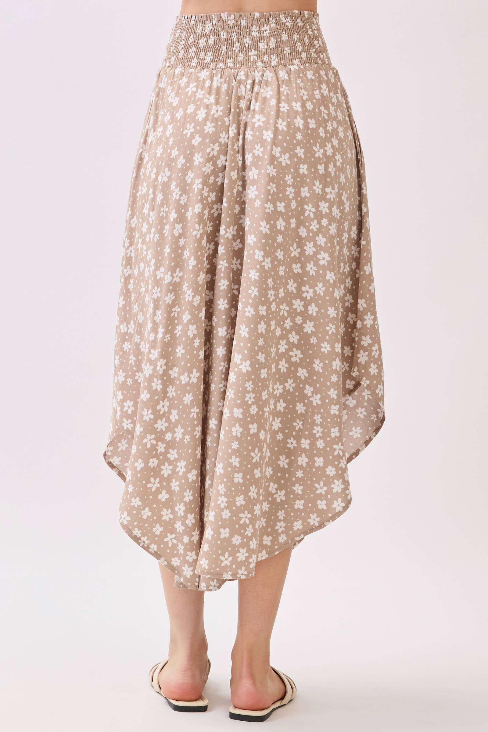 Floral Midi Skirt-Taupe