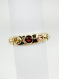 Gold with Brown & Clear Crystal Stretch Bracelet