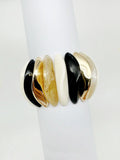 Natural, Black & Gold Acrylic Stretch Bracelet – 1.25" Wide