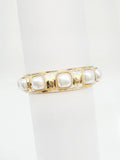 Hammered Gold Stretch Bracelet with Pearl accent