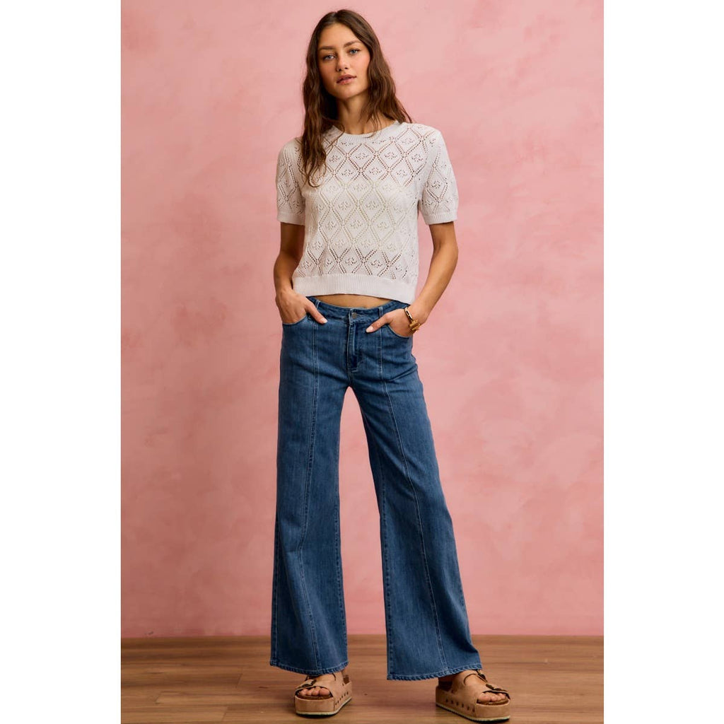 Seam Detail Stretch Mid Rise