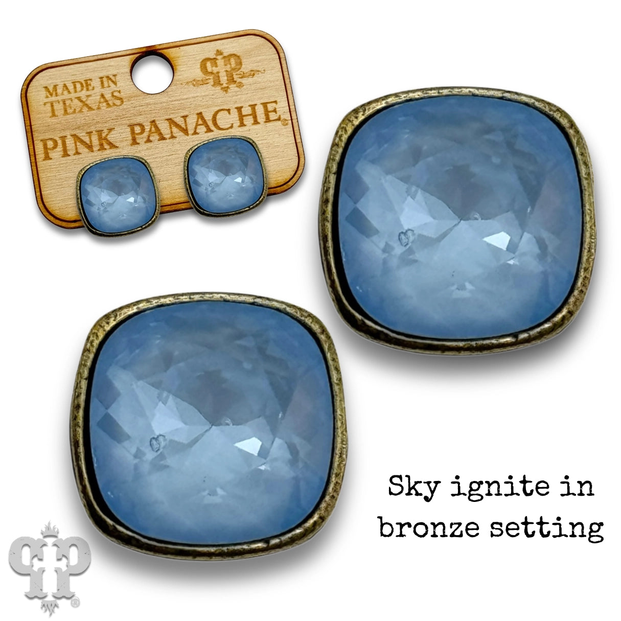 Austrian Square Crystal Post Earring, 10mm