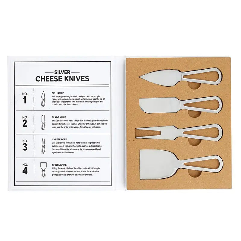 Silver Cheese Knife Set – Stainless Steel Cheese Knives Gift Set