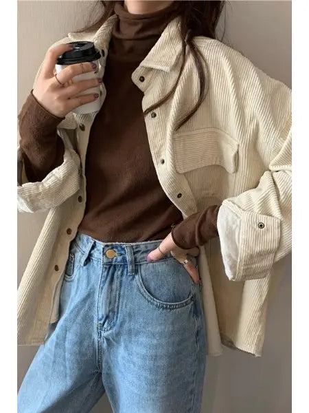 Corduroy Ribbed Button-Front Jacket