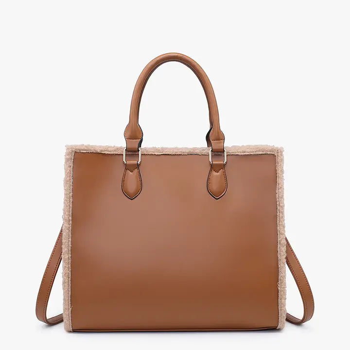 Chestnut Bevin Sherpa Trim Tote