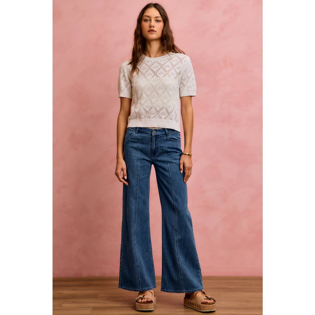 Seam Detail Stretch Mid Rise