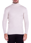 Beige Ribbed Turtleneck