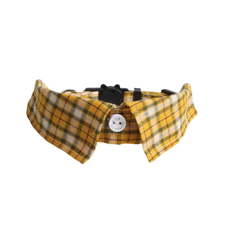 Yellow and Black Check Cat Collar
