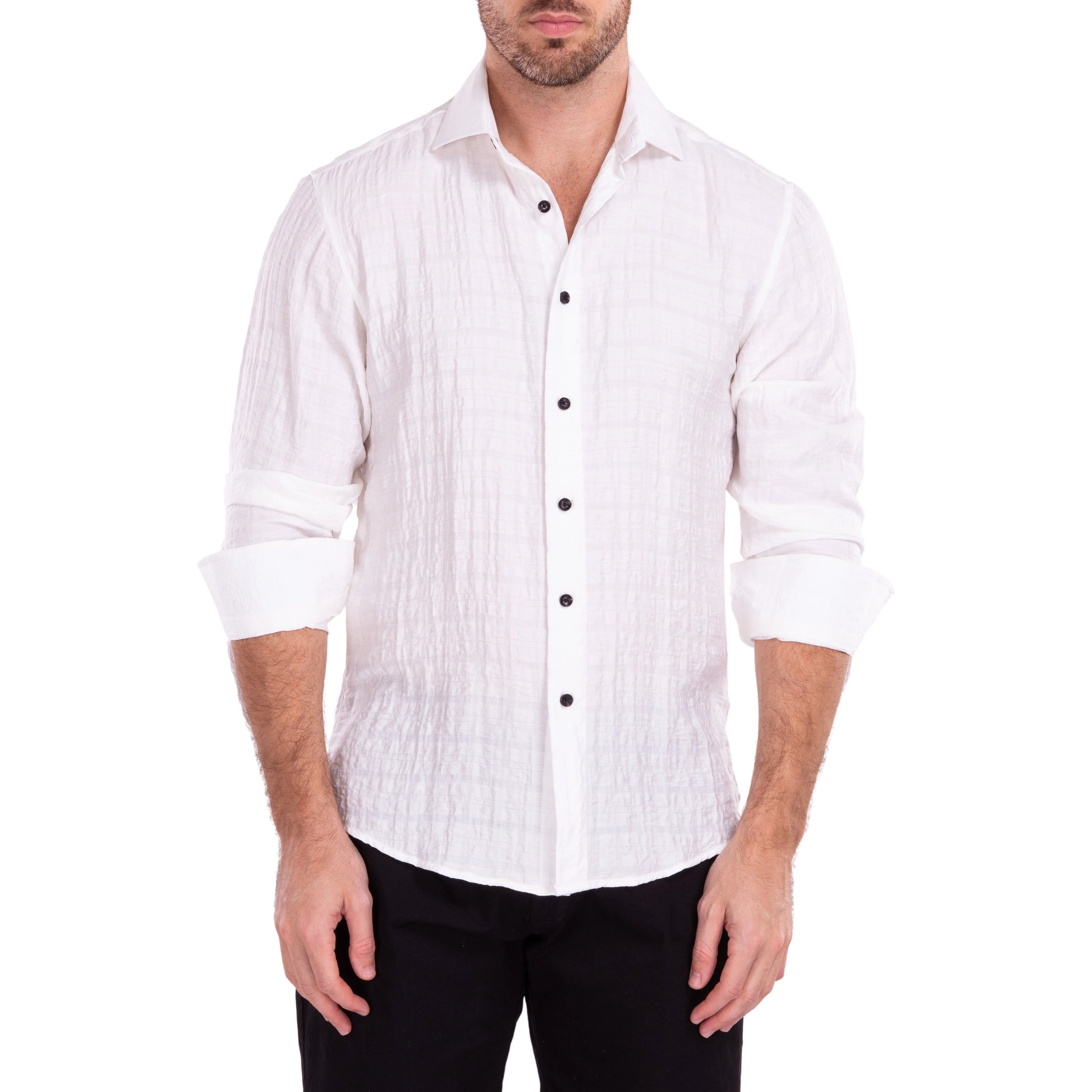 White Button Up Long Sleeve Dress Shirt