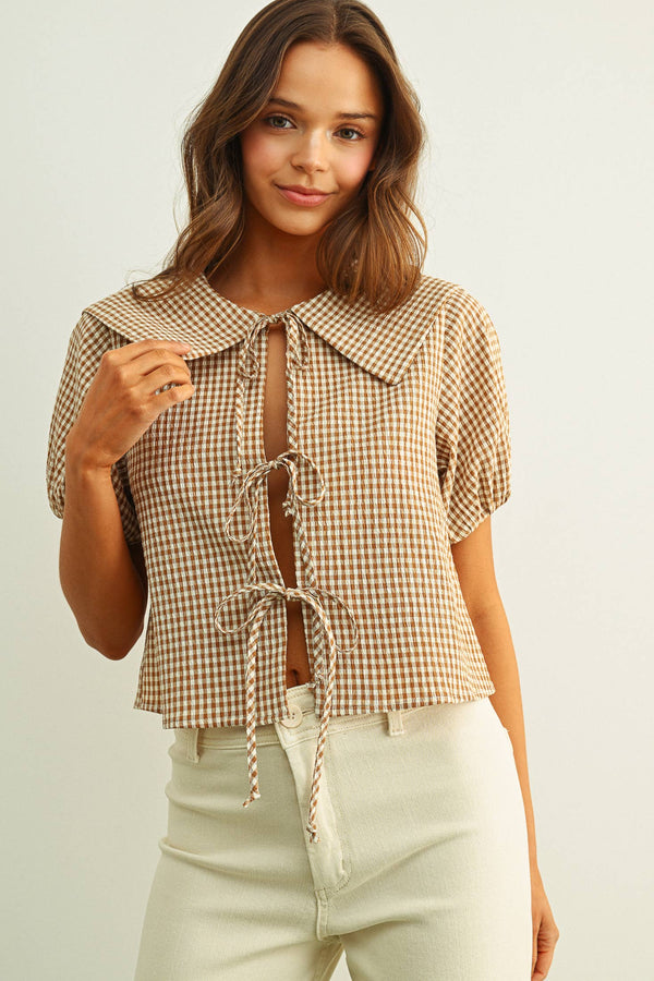 Gingham Tie-Front Top