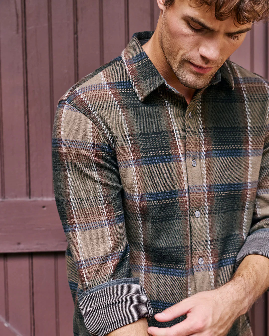Olive Brown Hero Stretch Flannel