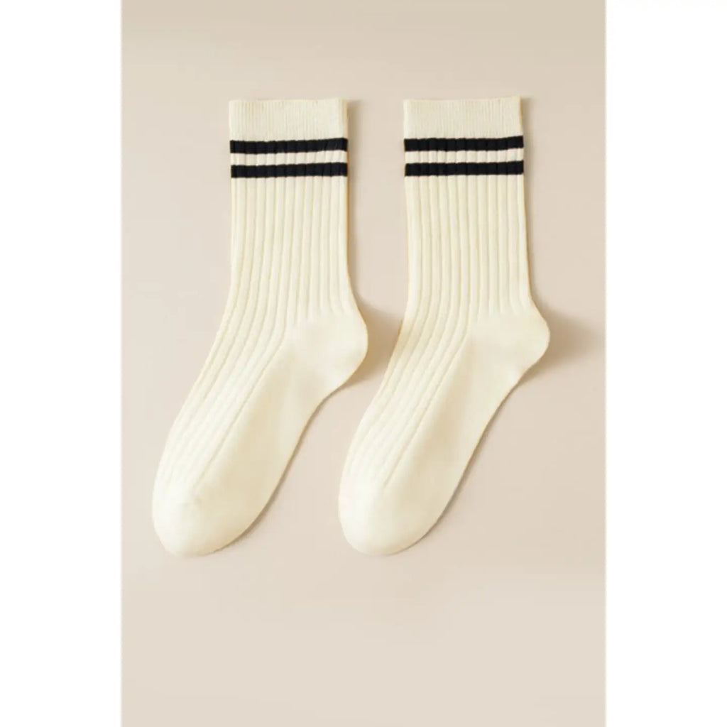 Stripe Half Crew Cotton Socks