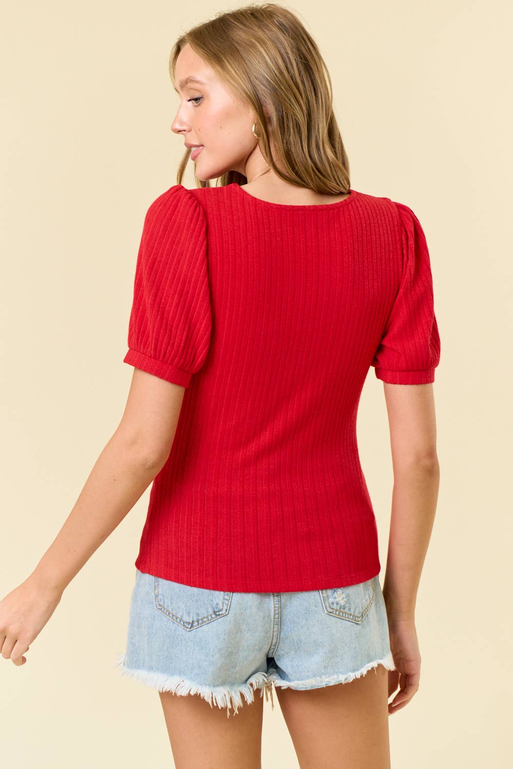 TIE FRONT POINTELLE KNIT BLOUSE