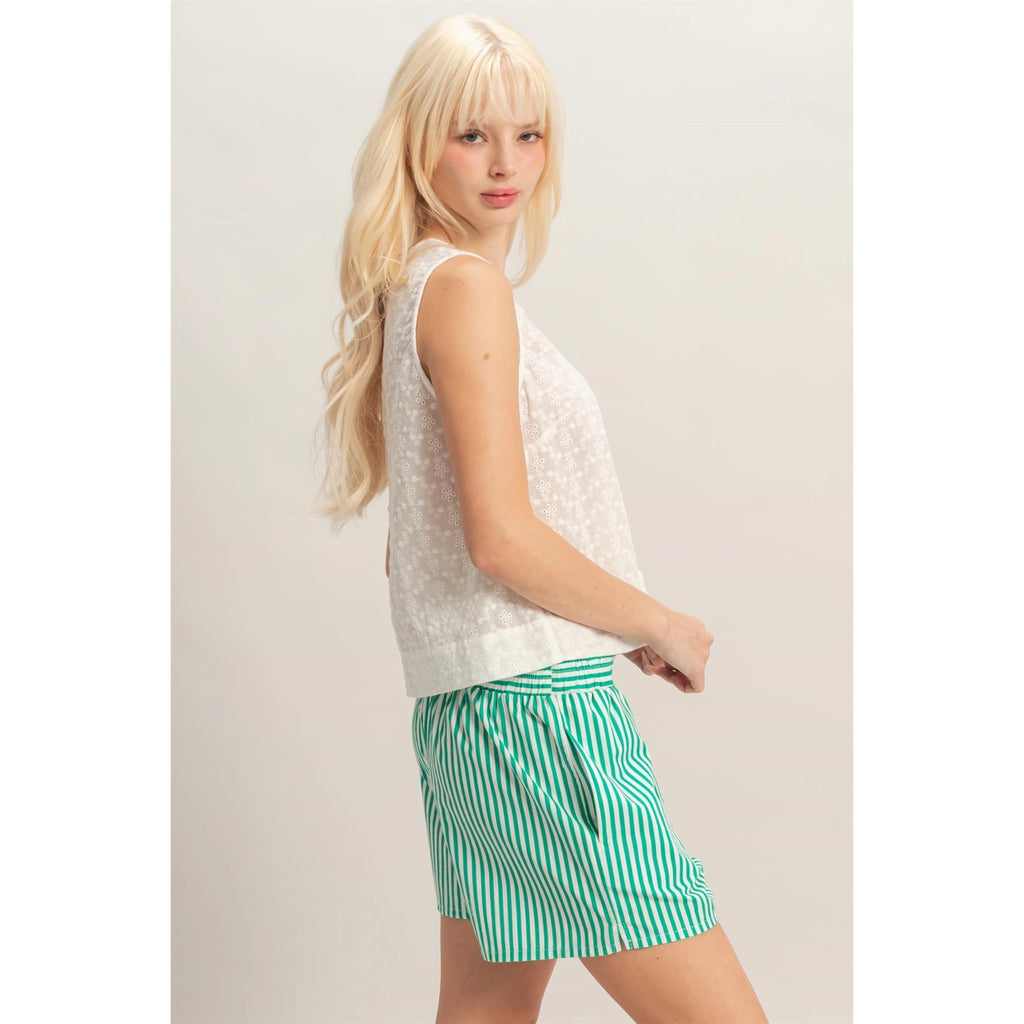 Cotton Eyelet Button Back