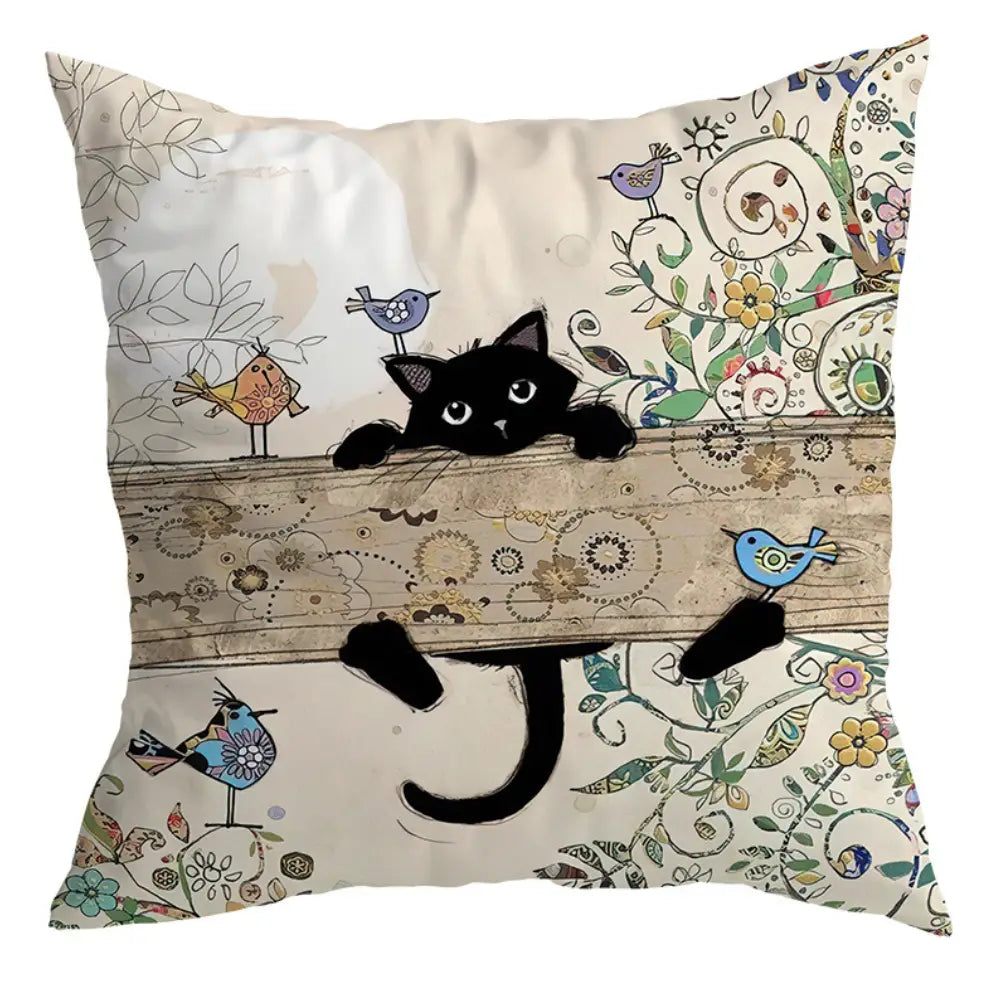 Vintage Black Cat & Song Birds