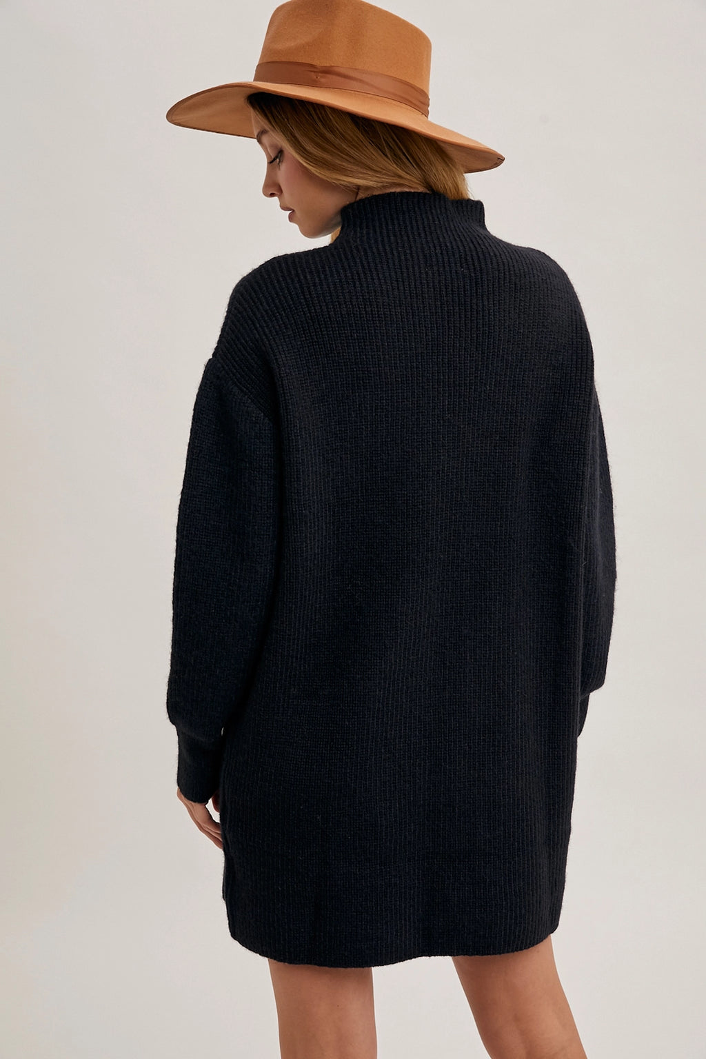 Mock Neck Knit Sweater Mini Dress