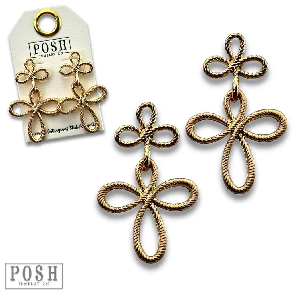 Double Cross Textured Earring
