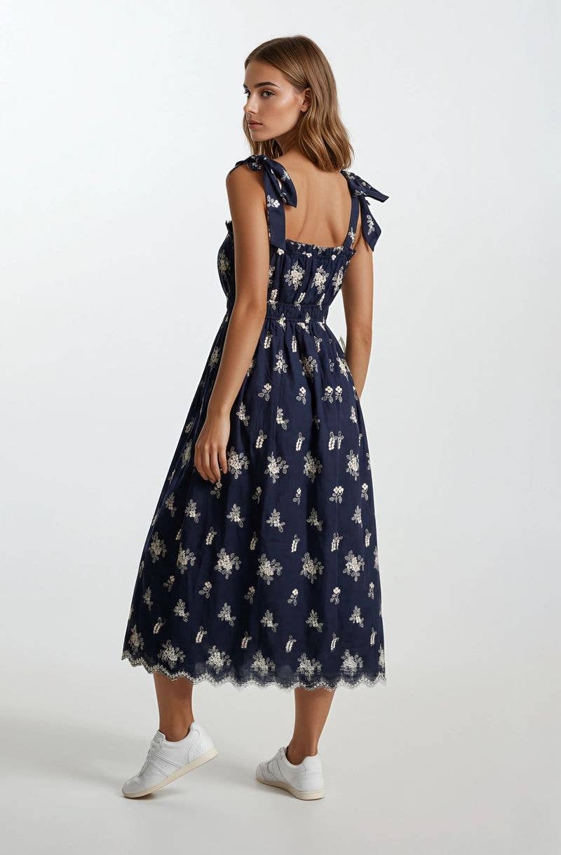 EYELET MIDI DRESS